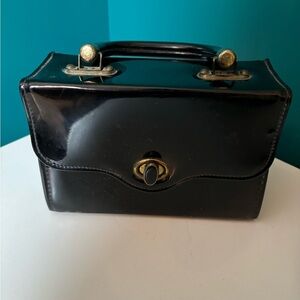 Jaclyn Vintage Black Patent Leather Mini Bag USA